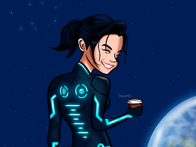 Space Kyle character coffee concept digital earth illustration kyle moon space tron