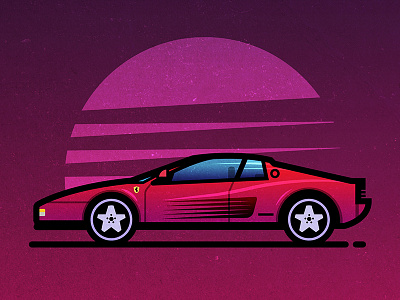 Ferrari Testarossa 1980s 80s car ferrari illustration illustrator nostalgia retro testarossa red vector vintage