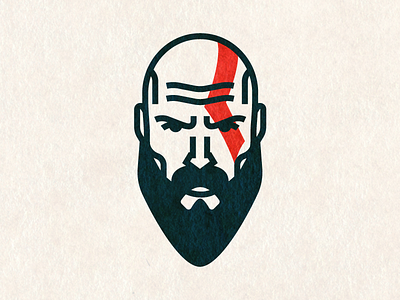 Kratos avatar beard face games god of war illustration kratos logo minimal person portrait vector