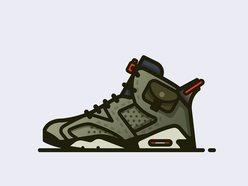 Travis Scott X Nike Air Jordan 6 travis scott minimal fashion vector jordans nike sneakers icon shoes illustrator illustration