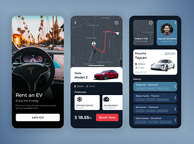 Electric Car Rental App app car design rental ui ux