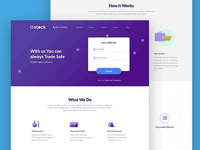 Stocks Landing Page landing page savings stock market uiux design website design
