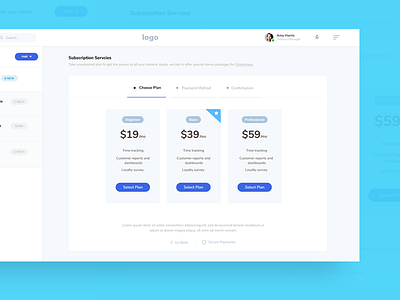 Subscription Service card designs checkout screens pricing table subscription webapp