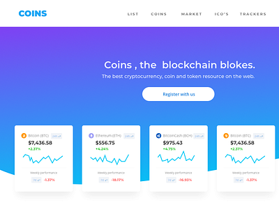Coins_Homepage bitcoin website design blockchain homepage crypto app cryptocurrency website design