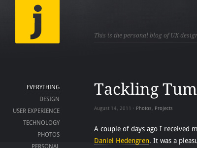 Blog - Jon Phillips blog dark left aligned media queries responsive yellow