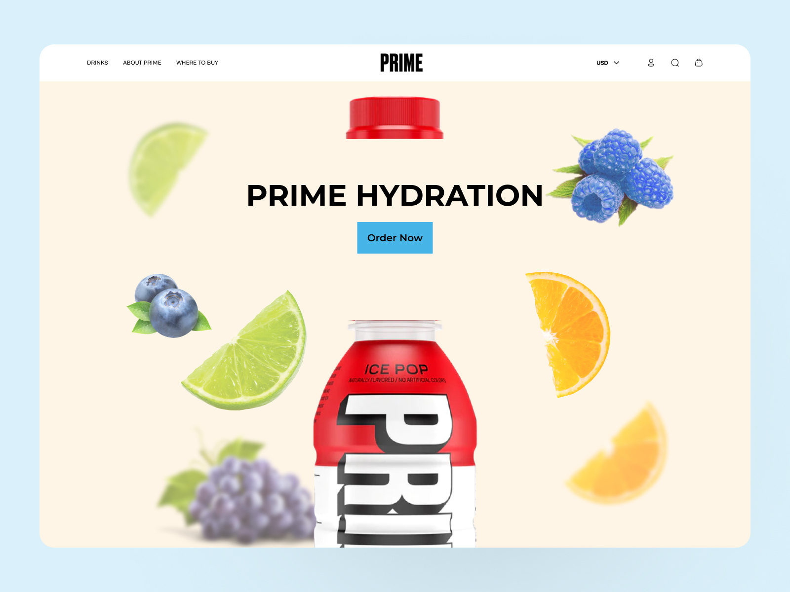 Prime Hydration Landing page. by Areous Ahmad on Dribbble