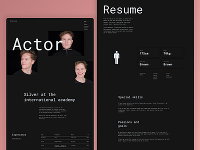 __ Actor portfolio website actor dark design minimal portfolio ui web design website
