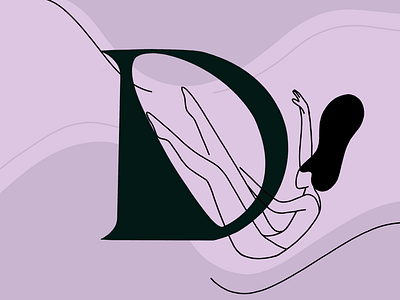 D - 36daysoftype 36daysoftype drowning female float illustration lettering line minimalism monochrome procreate serif typography