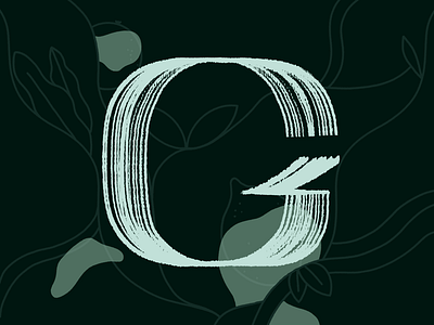 G - 36daysoftype 36daysoftype 36daysoftype g abstract brush dark green illustration leaves letter g lettering line pastel pattern plants procreate typography wave
