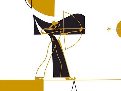 T - 36daysoftype 36daysoftype abstract archer illustration lettering line pose procreate shape t woman yellow