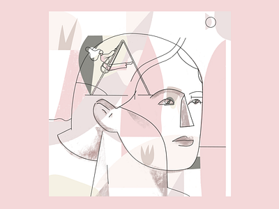How are you feeling? abstract head illustration minimalism pastel portrait woman