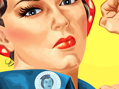 Rosie the Riveter 1940s pinup portrait retro rosie the riveter vector vintage wwii