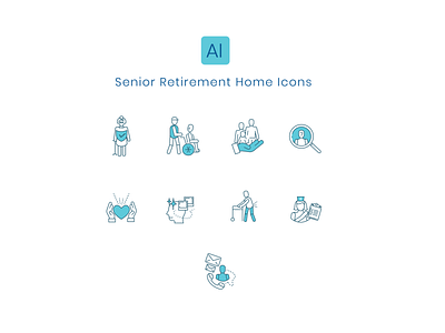 Senior Home Retirement Icon Set