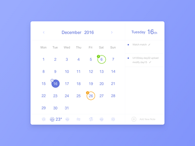 daily UI-calendar by Hanne on Dribbble