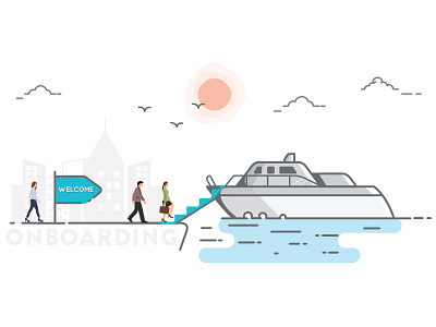 Onboarding Header Illustration dock illustration on board on boarding ship welcome