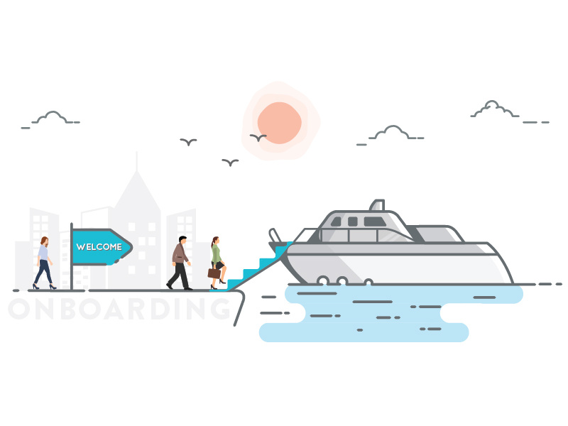 Onboarding Header Illustration dock on-board welcome ship illustration on-boarding