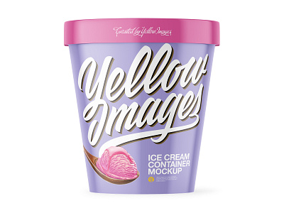 Glossy Ice Cream Container Mockup 3d branding container cup design dessert glossy graphic design ice cream jar mockup mockups planet smart object template yellow images