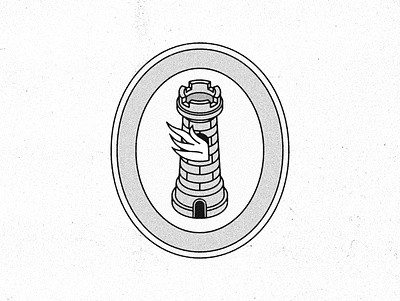 Burning Tower badge design illustration isometric medieval monogram rebound tower turret