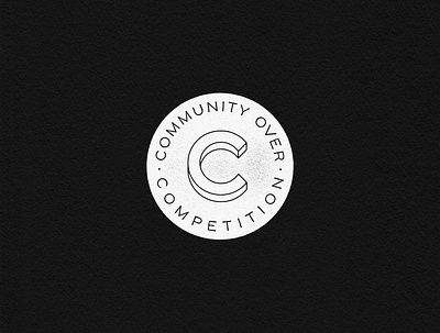 Community Over Competition badge design lettering logo monogram type typography