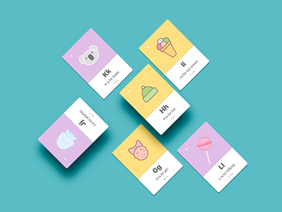 English Alphabet Cards №2 concept education flat girl ice cream icon jellyfish koala lollipop shot study vector