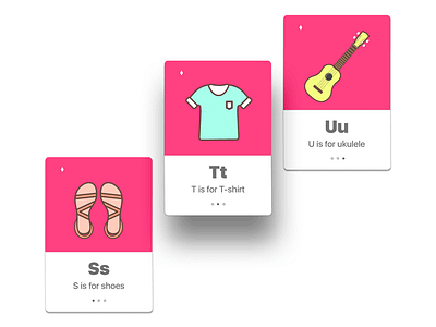 English Alphabet Cards №4 children concept education flat guitar icon music shirt shoes shot ukulele vector