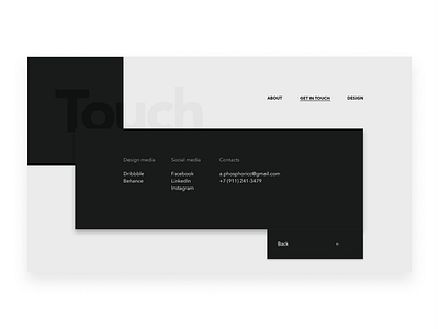 Portfolio Getintouch page black contact design desktop layout mobile portfolio redesign trend visual web workplace