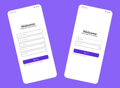 Simple Login and Sign-up page app design illustration typography ui ux vector