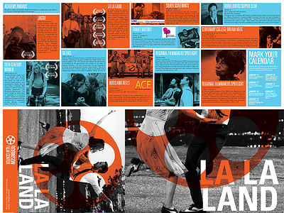 Program film grid orange and blue print