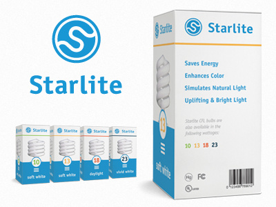 Starlite Packaging brand clean design identity lightbulb logo logotype minimal packaging typography wordmark