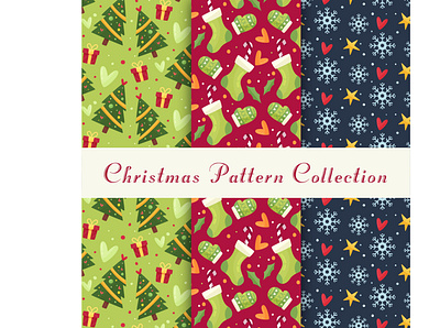 lovely-christmas-pattern-collection-with-flat-design bundle new year digital