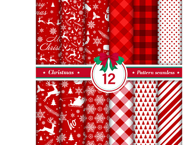 merry-christmas-pattern-seamless-collection-red-white-color bundle new year digital