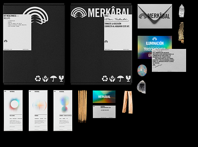 Stationery for Merkâbal branding business card esoteric foil holographic illustration logotype spiritual vector