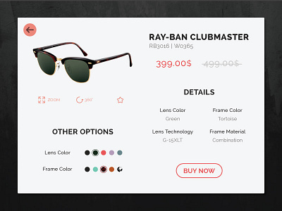 100 Days of UI - Day 002 (Product Card) dailyui e commerce glasses minimal product shop