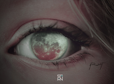 Your eyes are like the moon an angel floating in the garden design digital imaging graphic design montain