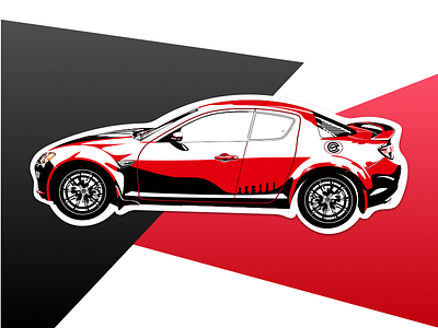 Retro-X8 black car illustrator mazda red retro rx8 sticker