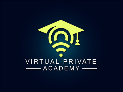 modern education virtual private academy logo design by design