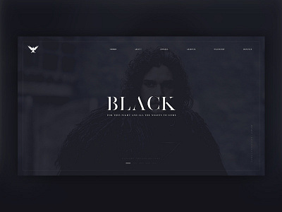 Black Landing Page black branding dark fashion game of thrones jon snow landing page nights watch style vogue web design