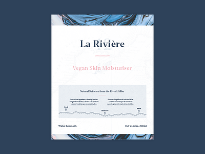 La Rivière 42 Skincare Label beauty chart label map marble packaging pattern river skincare texture water