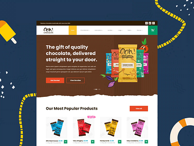 Ooh! Chocolata - Initial Website Concept bristol chocolate colourful ecommerce family fun local packaging point of sale product shop shopfront store web design website