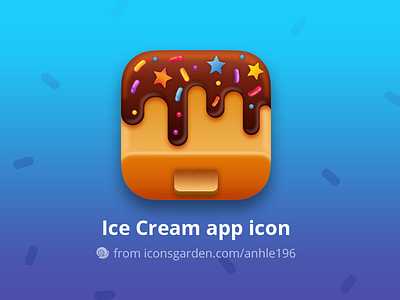 Ice Cream app icon candy chip chocolate cream dessert food ice ice cream sauce star sweet topping