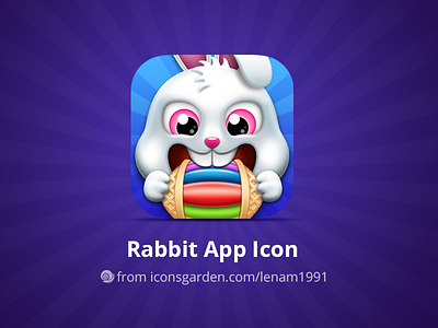Rabbit app icon animal bunny candies candy cute food icon iconsgarden ios puzzle rabbit sweet