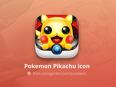 Free PSD Pokemon Pikachu icon animal character free freebies icon iconsgarden ios ios icon pika pikachu pokeball pokemon