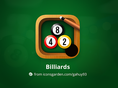 Free PSD Billiards app icon ball billiard game icon iconsgarden ios pool snooker sport stick table wood