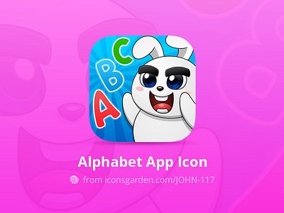 Word Rabbit app icon alphabet android education icon iconsgarden ios kid learn rabbit smile speaking spell
