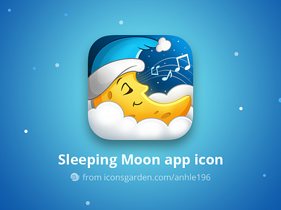 Sleeping Moon app icon clouds hat icon iconsgarden ios lullaby moon music notes relax sleeping song