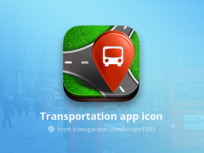 Free PSD Transportation app icon bus car direction icon ios map navigation pin street subway train transportation