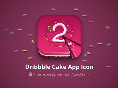 Free PSD Dribbble Cake app icon anniversary birthday cake candy dribbble food iconsgarden invitation invite ios junoteam sweet