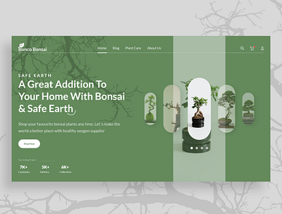 Bonsai Shop Hero Page Design bonsai design figma graphic heropage landingpage plantshop tree ui uiinterface ux web website xd