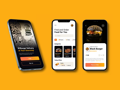UI design for food ordering mobile app design food food ordering app mobile app ui uiux design user reasearch ux ux design yellow