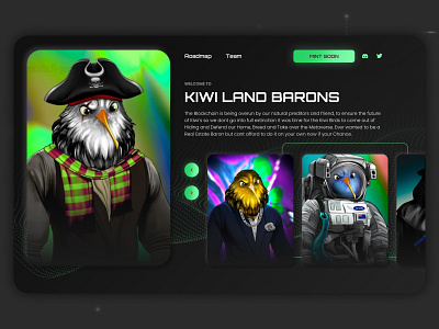 NFT Landing Page - KIWI LAND BARON figma landing page mint nft nft landing ui ux website design